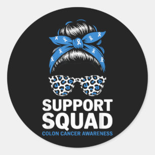 Steun Team Colon Kanker Bewustzijn Rommelige Knot Ronde Sticker