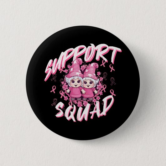 Steun Team Gnome Warrior Borstkanker Bewustzijn Ronde Button 5,7 Cm (Voorkant)