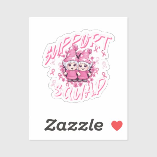 Steun Team Gnome Warrior Borstkanker Bewustzijn Sticker (Vel)
