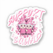 Steun Team Gnome Warrior Borstkanker Bewustzijn Sticker (Voorkant)