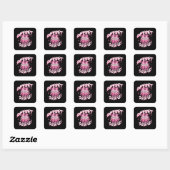 Steun Team Gnome Warrior Borstkanker Bewustzijn Vierkante Sticker (Vel)