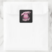 Steun Team Gnome Warrior Borstkanker Bewustzijn Vierkante Sticker (Tas)