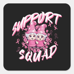 Steun Team Gnome Warrior Borstkanker Bewustzijn Vierkante Sticker
