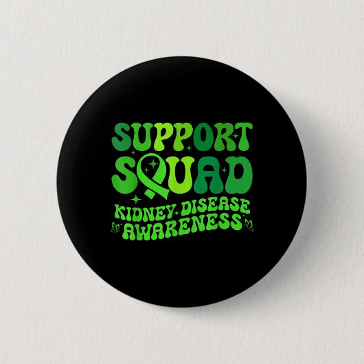 Steun Team Groene PKD Nierziekte Lint Ronde Button 5,7 Cm (Voorkant)