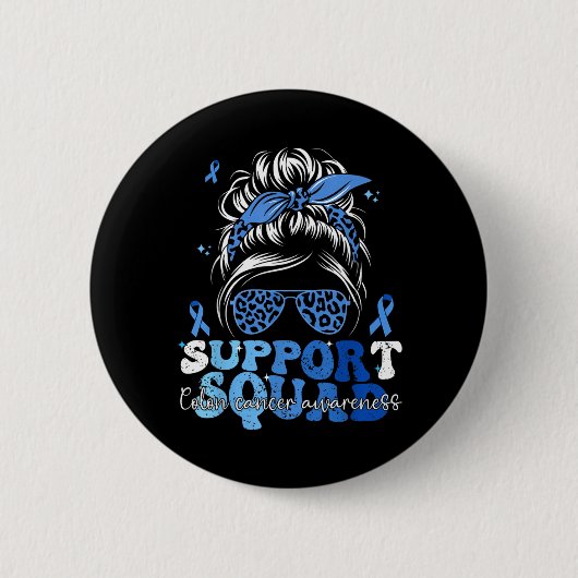 Steun Team Groovy Darmkanker Bewustzijn Rommelig Ronde Button 5,7 Cm (Voorkant)