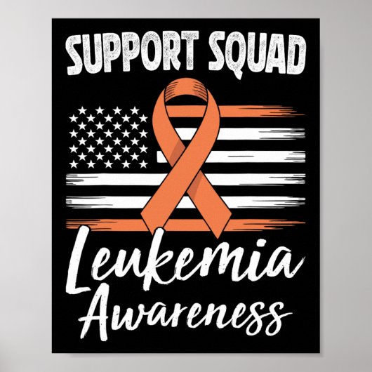 Steun Team Leukemie Bewustzijn Oranje Lint Blo Poster (Voorkant)