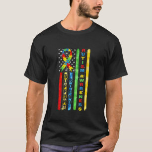 Steun Team Lint Amerikaanse Vlag Autisme Bewustzij T-shirt