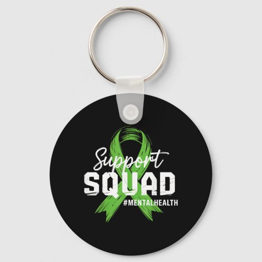 Steun Team Mentale Gezondheid Bekendheid Lime Groe Sleutelhanger (Voorkant)