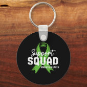 Steun Team Mentale Gezondheid Bekendheid Lime Groe Sleutelhanger (Voorkant)