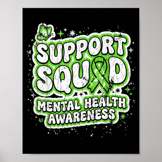 Steun Team Mentale Gezondheid Bewustzijn Groene Li Poster (Voorkant)