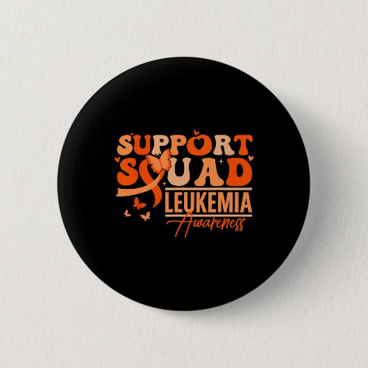 Steun Team Oranje Lint Leukemie Bloedkanker Ronde Button 5,7 Cm (Voorkant)