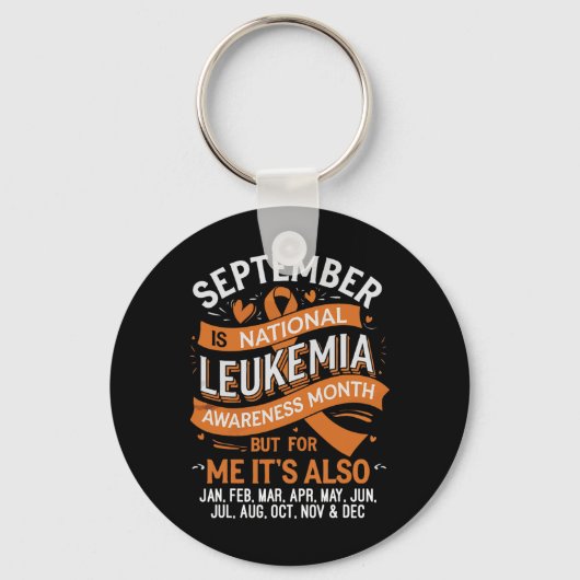 Steun Team Oranje Lint Leukemie Bloedkanker  Sleutelhanger (Voorkant)