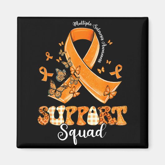 Steun Team Oranje Lint Vlinder Ms Bewustzijn Magneet (Voorkant)