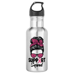 Steun Team Rommelige Knot Roze Krijger Borstkanker Waterfles