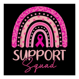 Steun Team Roze Regenboog Borstkanker Bewustzijn Perfect Poster