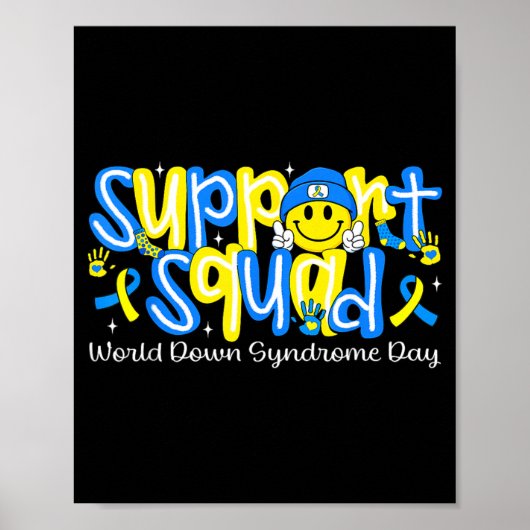 Steun Team Smile Face Wereld Downsyndroom Poster (Voorkant)