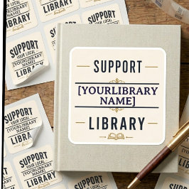 Steun uw bibliotheek – Maatwerk naamontwerp voor b Vierkante Sticker