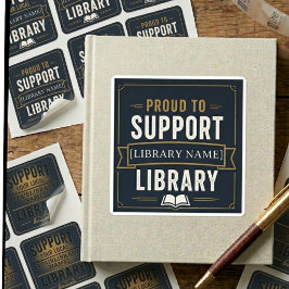 Steun uw bibliotheek – ontwerp voor een op maat ge vierkante sticker