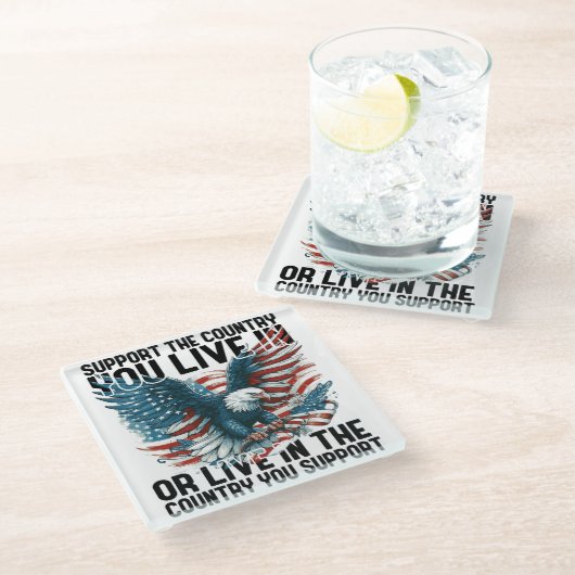 Steun uw land glazen onderzetter (Schuin)