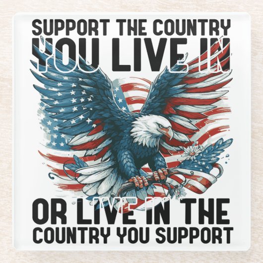 Steun uw land glazen onderzetter (Voorkant)