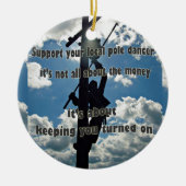 Steun uw Lineman Keramisch Ornament (Voorkant)