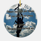 Steun uw Lineman Keramisch Ornament (Achterkant)