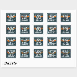 steun uw lokaal bibliotheekplein vierkante sticker
