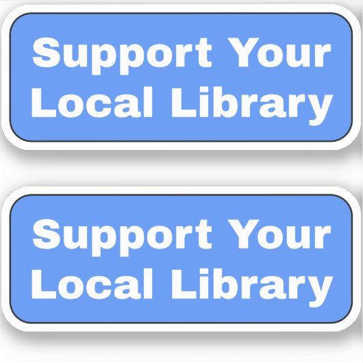Steun uw lokale bibliotheek - blauw sticker (Voorkant)