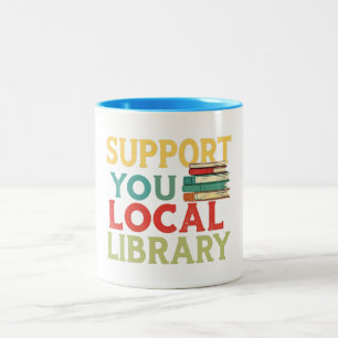 Steun uw lokale bibliotheek Boekenlezers Boekenlie Tweekleurige Koffiemok