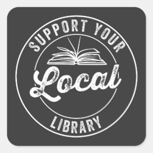 steun uw lokale bibliotheek vierkante sticker