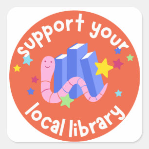 Steun uw lokale bibliotheek voor kinderen vierkante sticker