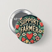 Steun uw lokale boer aardbeien ronde button 5,7 cm (Voorkant /achterkant)