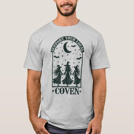 Steun uw lokale Coven Funny Witch Halloween T-shirt (Voorkant)