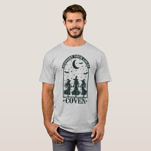 Steun uw lokale Coven Funny Witch Halloween T-shirt (Voorkant volledig)