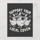 Steun uw lokale Coven Haan Halloween Spooky Aankondigingskaart (Voorkant)