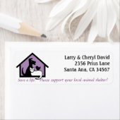 Steun uw lokale dierenasiel adreslabel. etiket (Insitu)