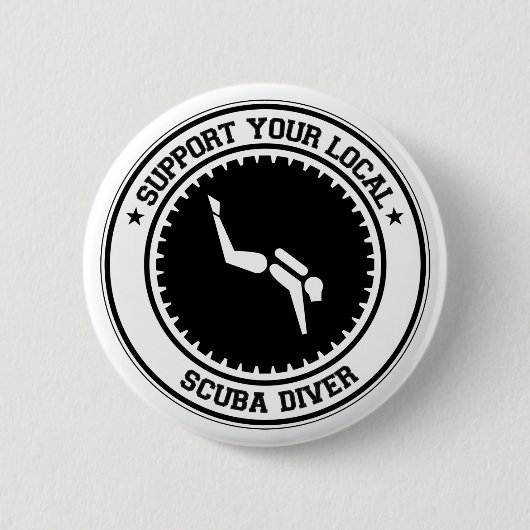 Steun Uw Lokale Diver Scuba Ronde Button 5,7 Cm (Voorkant)