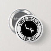 Steun Uw Lokale Diver Scuba Ronde Button 5,7 Cm (Voorkant /achterkant)