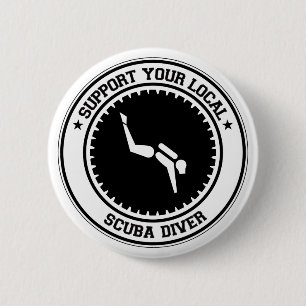 Steun Uw Lokale Diver Scuba Ronde Button 5,7 Cm