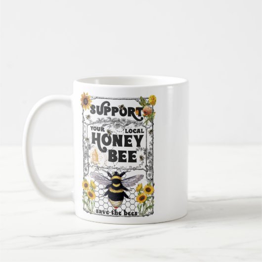 Steun uw lokale Honey Bee Earth Day Save the Be Koffiemok (Links)