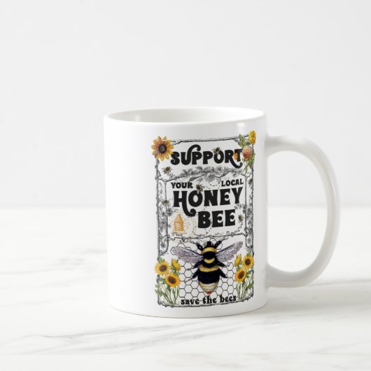 Steun uw lokale Honey Bee Earth Day Save the Be Koffiemok (Rechts)