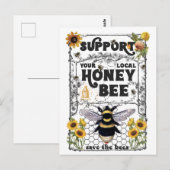 Steun uw lokale honingbijen - bespaar de bijen briefkaart (Voorkant / Achterkant)