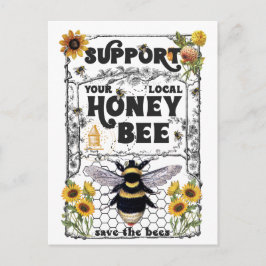 Steun uw lokale honingbijen - bespaar de bijen briefkaart