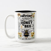 Steun uw lokale honingbijen tweekleurige koffiemok (Links)