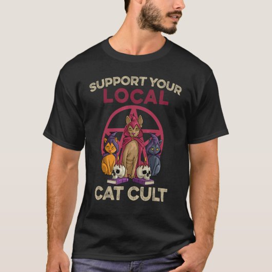 Steun uw lokale kattenkat kat kat kat kat kat klok t-shirt (Voorkant)