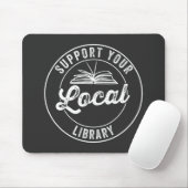 steun uw lokale librarY Square Sticker Muismat (Met muis)