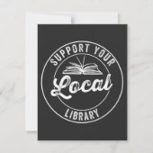 steun uw lokale librarY Square Sticker T-Shirt Bedankkaart (Voorkant)