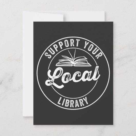 steun uw lokale librarY Square Sticker T-Shirt Bedankkaart (Voorkant)