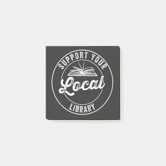 steun uw lokale librarY Square Sticker T-Shirt Post-it® Notes (Voorkant)