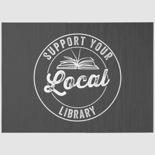 steun uw lokale librarY Square Sticker Tissuepapier (Voorkant)